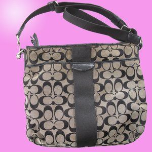 Coach Signature Crossbody monogram gray & Black Shoulder pre owned luxur…